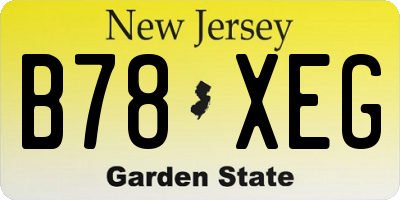 NJ license plate B78XEG