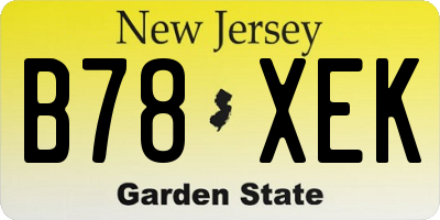 NJ license plate B78XEK