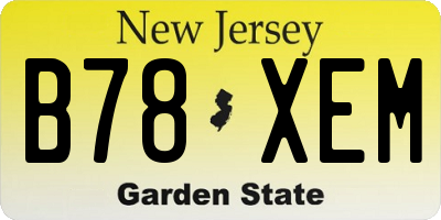 NJ license plate B78XEM