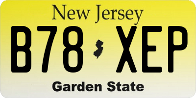 NJ license plate B78XEP