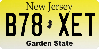 NJ license plate B78XET