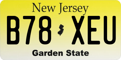 NJ license plate B78XEU
