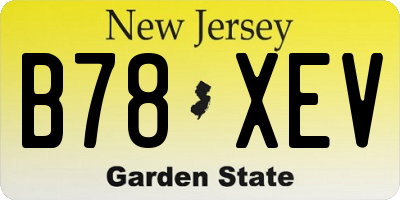 NJ license plate B78XEV
