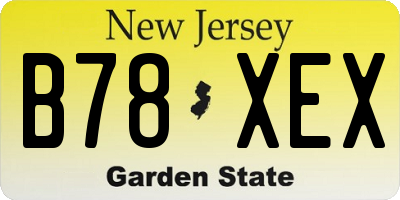 NJ license plate B78XEX