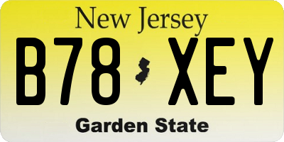 NJ license plate B78XEY