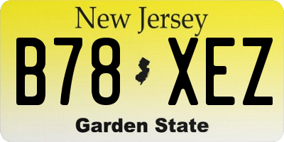 NJ license plate B78XEZ