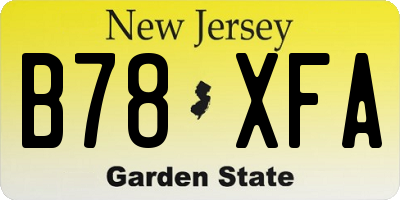 NJ license plate B78XFA