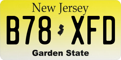 NJ license plate B78XFD