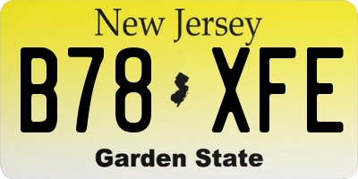 NJ license plate B78XFE