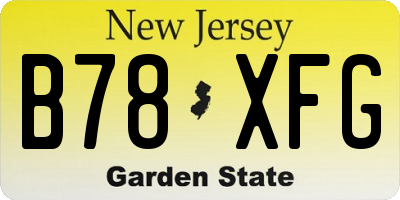 NJ license plate B78XFG