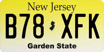 NJ license plate B78XFK