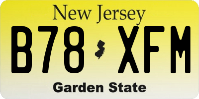 NJ license plate B78XFM