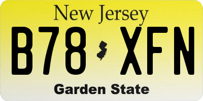 NJ license plate B78XFN