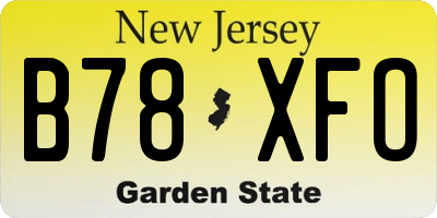 NJ license plate B78XFO