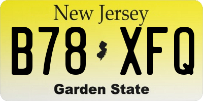 NJ license plate B78XFQ