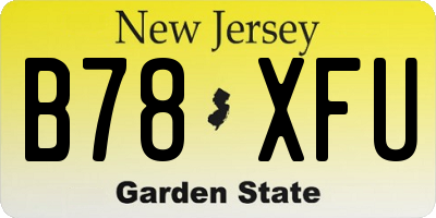 NJ license plate B78XFU