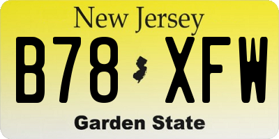 NJ license plate B78XFW