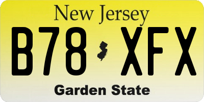 NJ license plate B78XFX