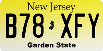 NJ license plate B78XFY