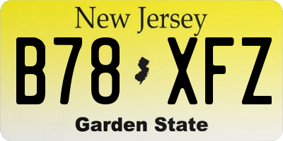 NJ license plate B78XFZ