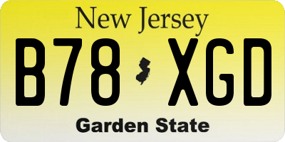 NJ license plate B78XGD