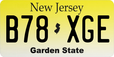 NJ license plate B78XGE