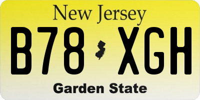 NJ license plate B78XGH