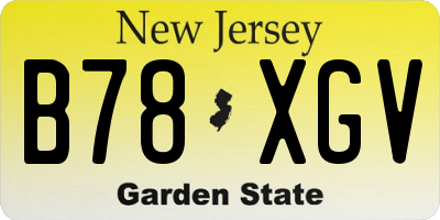 NJ license plate B78XGV