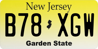 NJ license plate B78XGW