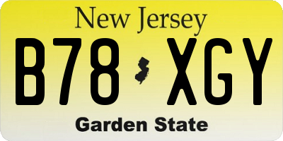 NJ license plate B78XGY
