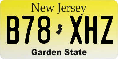NJ license plate B78XHZ