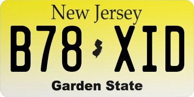 NJ license plate B78XID