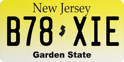 NJ license plate B78XIE