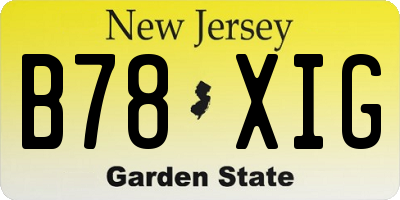 NJ license plate B78XIG