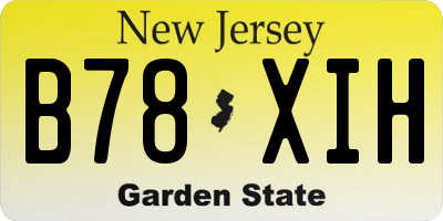 NJ license plate B78XIH