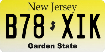NJ license plate B78XIK