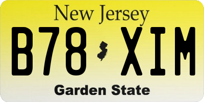 NJ license plate B78XIM