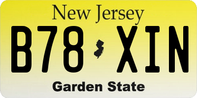 NJ license plate B78XIN