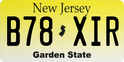 NJ license plate B78XIR