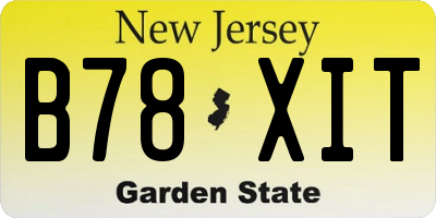 NJ license plate B78XIT