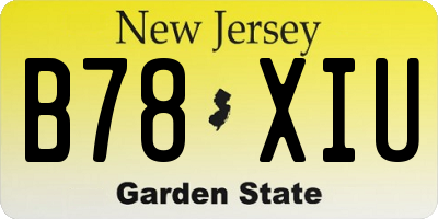 NJ license plate B78XIU