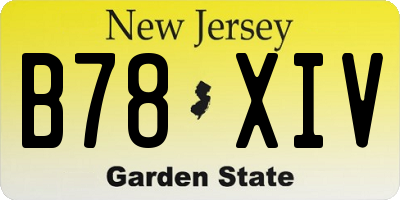 NJ license plate B78XIV