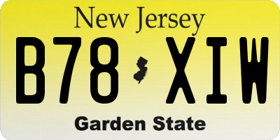 NJ license plate B78XIW
