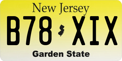 NJ license plate B78XIX