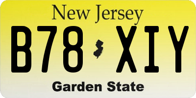 NJ license plate B78XIY