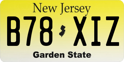 NJ license plate B78XIZ