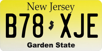 NJ license plate B78XJE