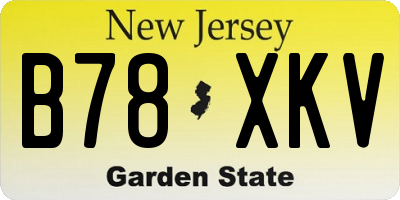NJ license plate B78XKV
