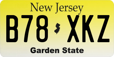 NJ license plate B78XKZ