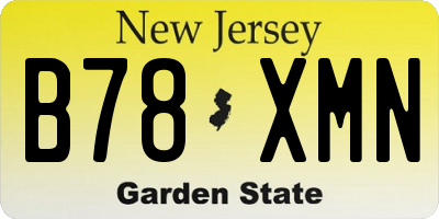 NJ license plate B78XMN